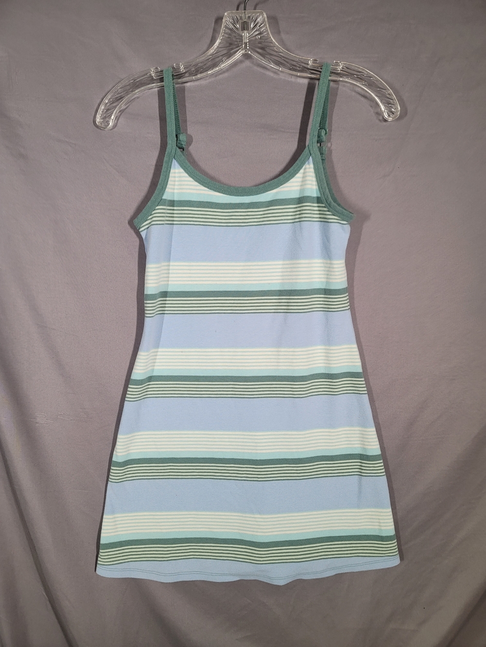 American Eagle Striped Mini Dress XS Blue Green Cami Y2K Summer